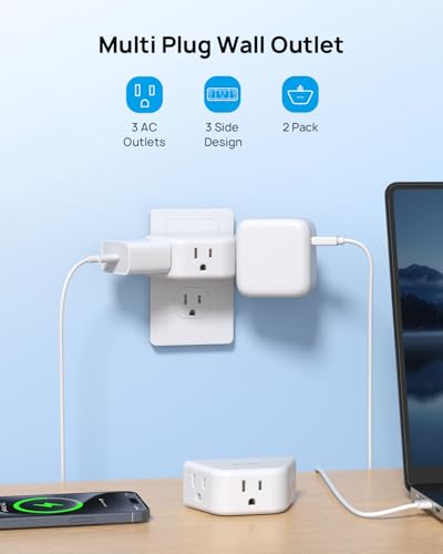 TROND 3-Way Multi-Plug Outlet Extender - White