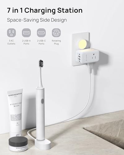 360 Rotating TROND Outlet Extender with 3 AC Outlets and PD 20W USB C Charger
