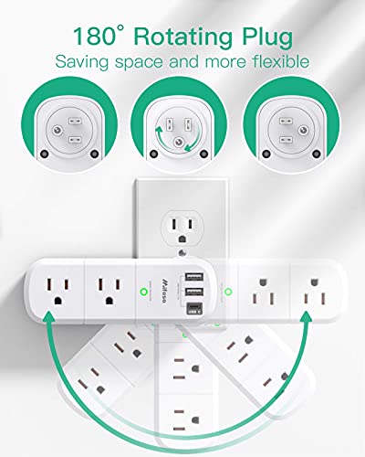 Mifaso Rotating Plug Surplus Protector, 6-Outlet, 3 USB, 1800 Joules