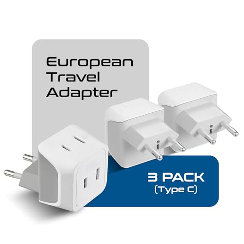 Ceptics Europe Travel Plug Adapter - USA to Type C Countries (CT-9C), White