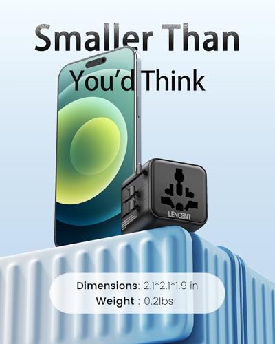 Universal Travel Adapter, LENCENT International Power Adaptor (US to Europe UK Iceland Spain Italy France Australia-Type
