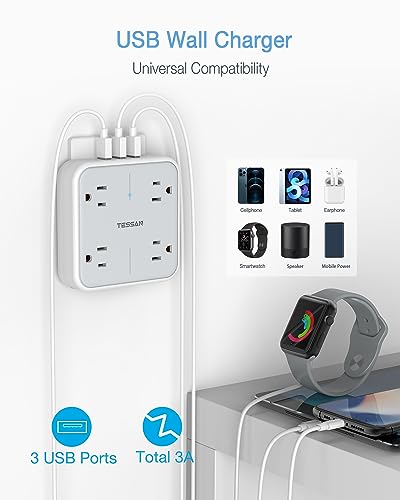 Surge Protected USB Multi-Outlet Extender for Home, Travel, and Dorms