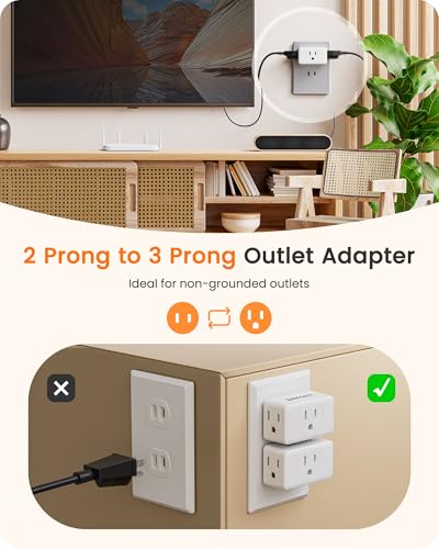 Lencent 3-in-1 Prong Adapter, 2-Pack, 1875W Max, Cruise Ship Approved