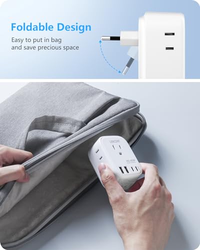 Essential US to Europe Travel Plug Adapter with USB Fast Charger